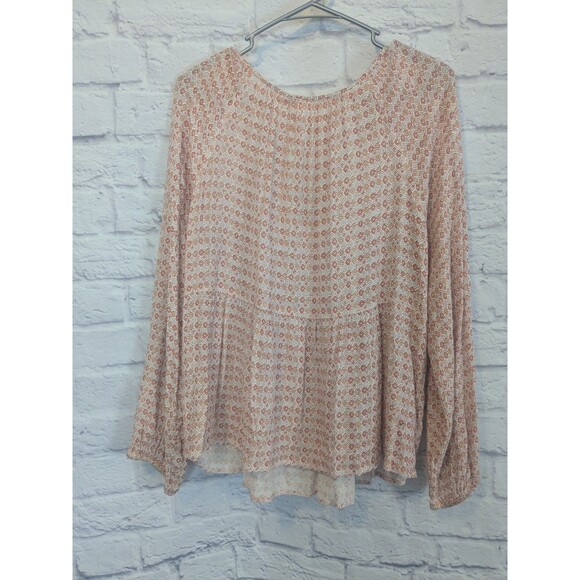 Old Navy Peasant Milkmaid Blouse Boho Floral Front Tie Womens L - Picture 2 of 10